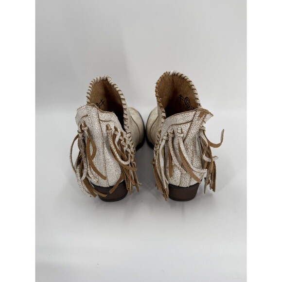 Circle G Women’s White Tan Fringe Booties Ankle Boots Size 8 Excellent UC - Picture 3 of 12